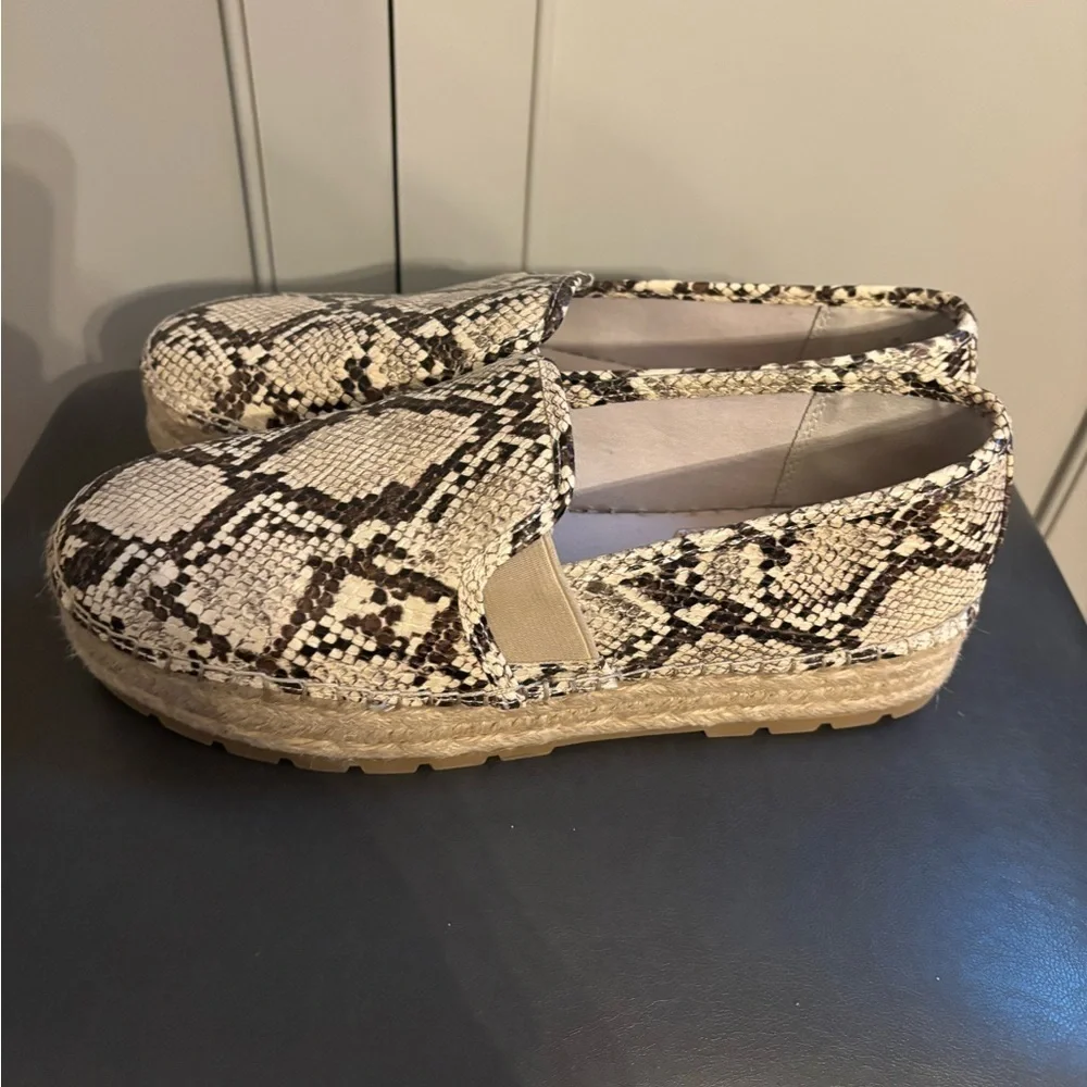 Sam Edelman Khloe Peach Snake Leather Espadrille Flat Size 9.5